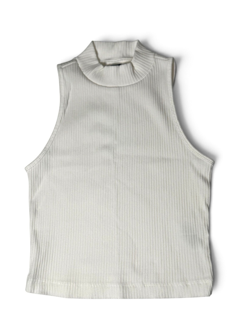 Old Navy White Ribbed Mock Neck Tank Top Size Xsmall
